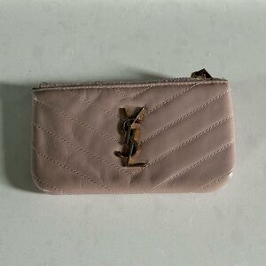 Yves Saint Laurent Blush Quilted Leather Key pouch